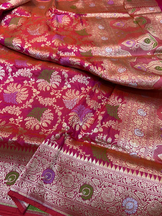 Heritage/Timeless: "The Eternal Heirloom: Handwoven Banarasi Katan Silk in Shahi Rani Pink"